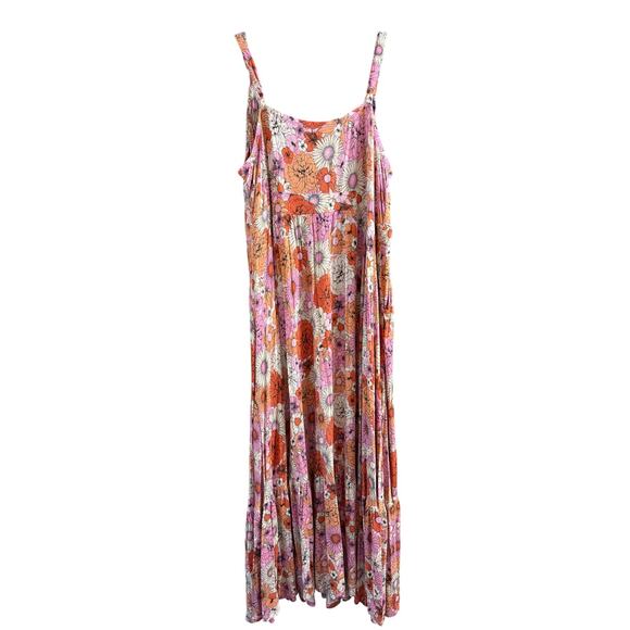 Torrid Women's Plus Size Pink & Orange Floral Maxi Dress Size 4 4X Flowers - Picture 3 of 5